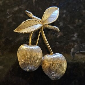Golden Cherry Brooch